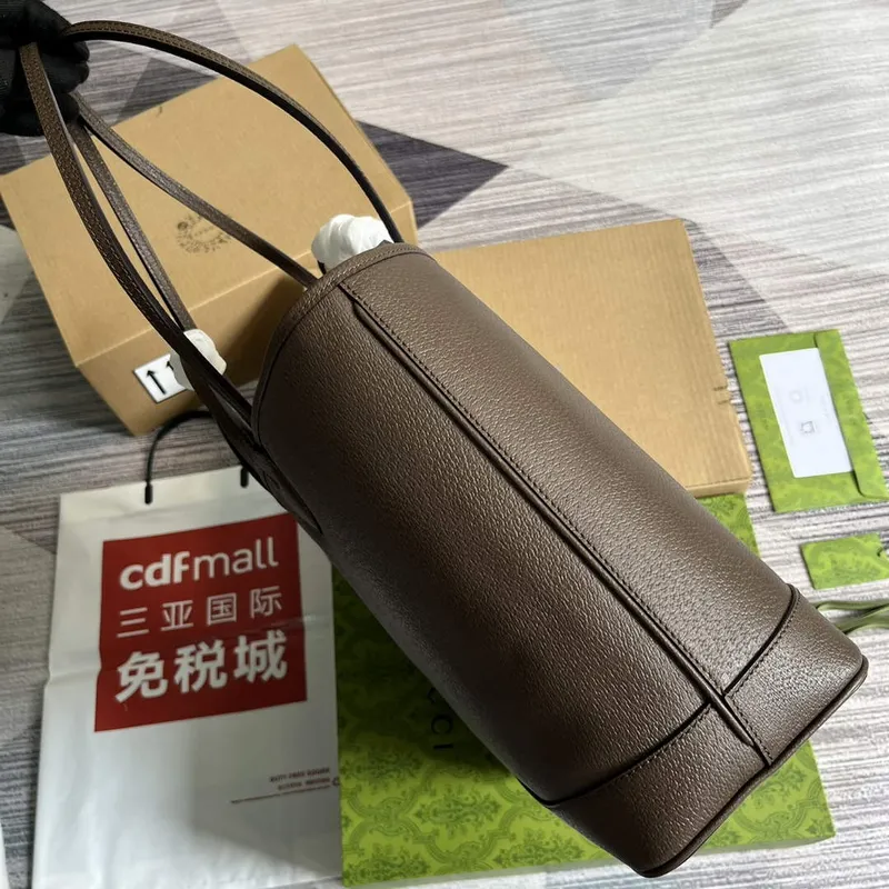 Gucci 739730 Ophidia Střední Tote Taška Hnědá kůže