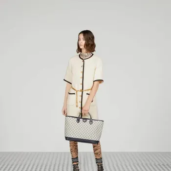 Gucci 739730 Ophidia Střední Taška Bežová a Modrá