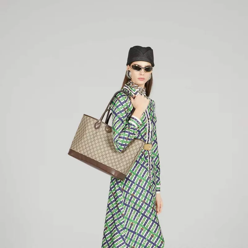 Gucci 739730 Ophidia Střední Taška Bežová a Hnědá