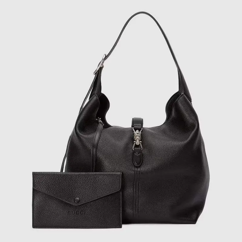 Gucci 763103 Gucci Jackie 1961 Malá ramenní taška Černá kůže