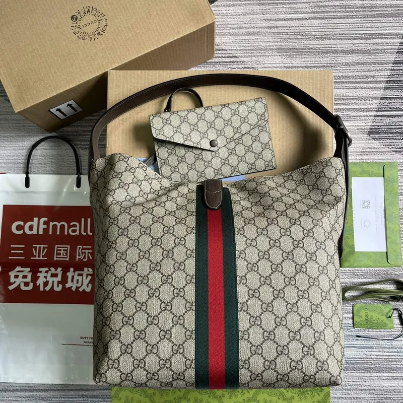 Gucci 763103 Gucci Jackie 1961 Malá ramenní taška Béžová a ebenová GG Supreme