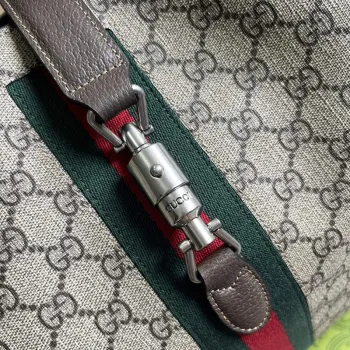 Gucci 763103 Gucci Jackie 1961 Malá ramenní taška Béžová a ebenová GG Supreme