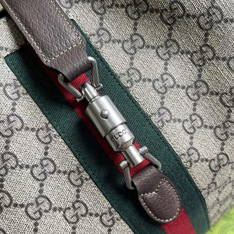 Gucci 763103 Gucci Jackie 1961 Malá ramenní taška Béžová a ebenová GG Supreme
