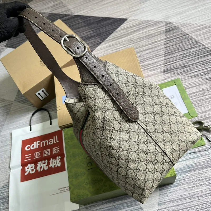 Gucci 763103 Gucci Jackie 1961 Malá ramenní taška Béžová a ebenová GG Supreme