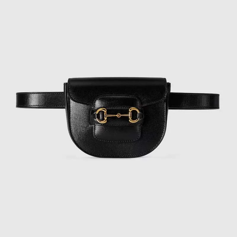 Gucci 760198 Gucci Horsebit 1955 Zaoblená ledvinka černá kůže