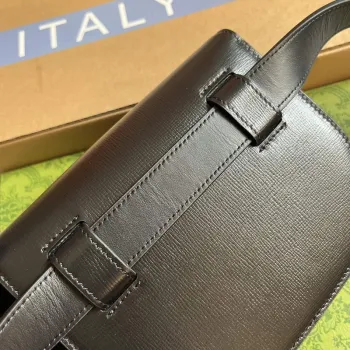 Gucci 760198 Gucci Horsebit 1955 Zaoblená ledvinka černá kůže