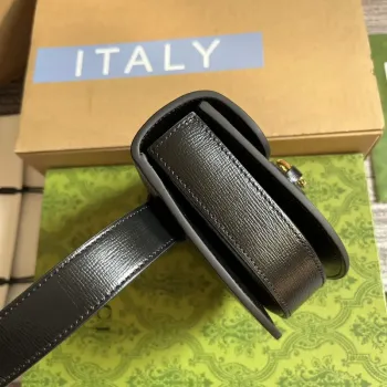 Gucci 760198 Gucci Horsebit 1955 Zaoblená ledvinka černá kůže