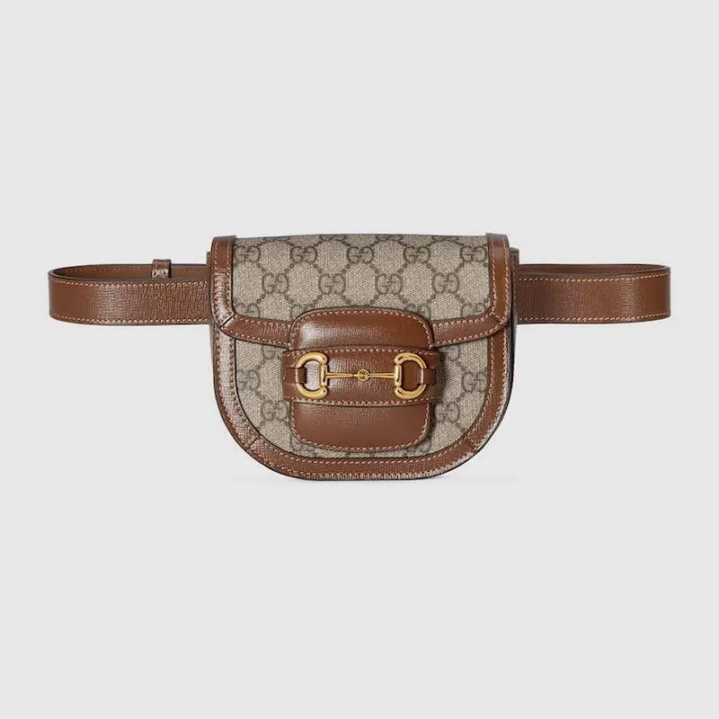 Gucci 760198 Gucci Horsebit 1955 Kulatý páskový batoh Béžový a hnědý