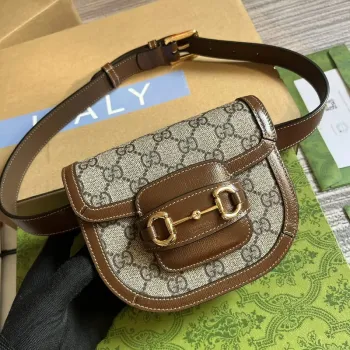 Gucci 760198 Gucci Horsebit 1955 Kulatý páskový batoh Béžový a hnědý