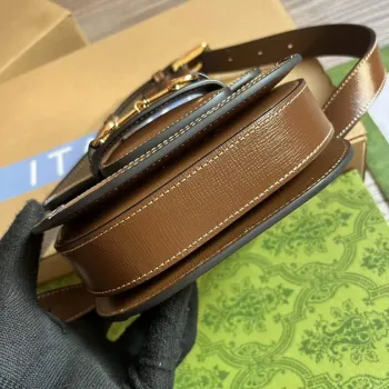 Gucci 760198 Gucci Horsebit 1955 Kulatý páskový batoh Béžový a hnědý