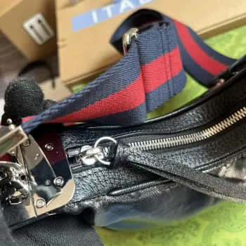 Gucci 699409 Gucci Attache Malá Ramenní Taška Černá GG Křišťálová Plátno