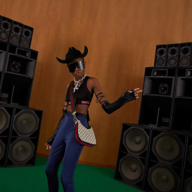 Gucci 699409 Gucci Attache Malá Kabelka přes Rameno Béžová a Modrá