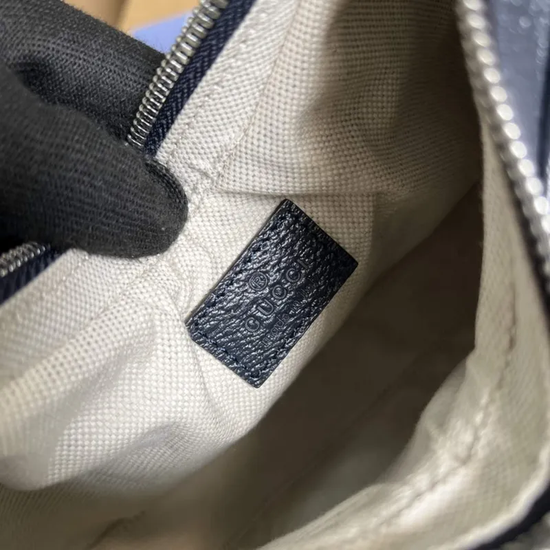 Gucci 699409 Gucci Attache Malá Kabelka přes Rameno Béžová a Modrá