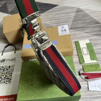 Gucci 699409 Gucci Attache Malá Kabelka přes Rameno Béžová a Modrá