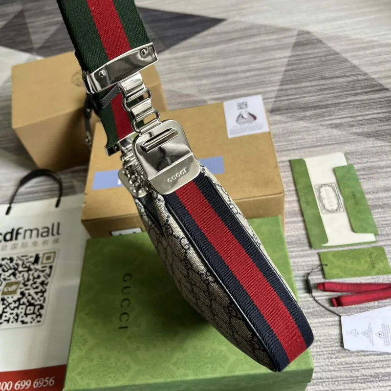 Gucci 699409 Gucci Attache Malá Kabelka přes Rameno Béžová a Modrá