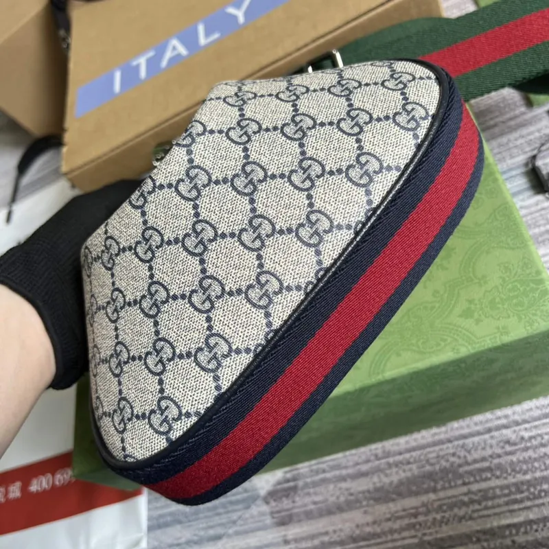 Gucci 699409 Gucci Attache Malá Kabelka přes Rameno Béžová a Modrá