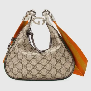 Gucci 699409 Gucci Attache Malá Kabelka přes Rameno Béžová a Hnědá