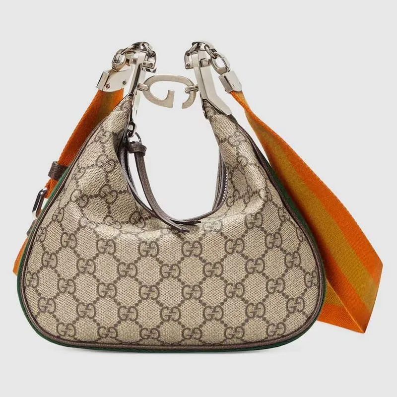 Gucci 699409 Gucci Attache Malá Kabelka přes Rameno Béžová a Hnědá