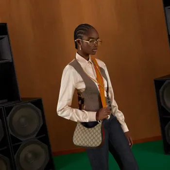 Gucci 699409 Gucci Attache Malá Kabelka přes Rameno Béžová a Hnědá