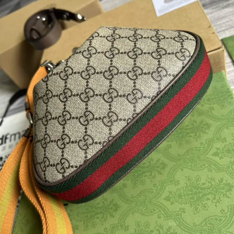 Gucci 699409 Gucci Attache Malá Kabelka přes Rameno Béžová a Hnědá