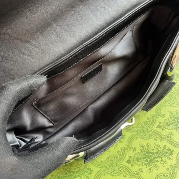 Gucci 764255 Gucci Horsebit Chain Ramenní Taška Černá Kůže