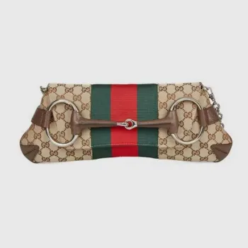 Gucci 764255 Gucci Horsebit Chain Shoulder Bag Béžová a Hnědá