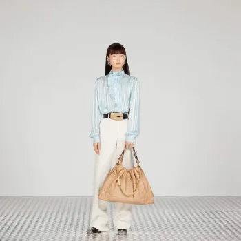 Gucci 746210 Gucci Deco Střední Tote Taška Tmavě Růžová Béžová Prošívaná Kůže