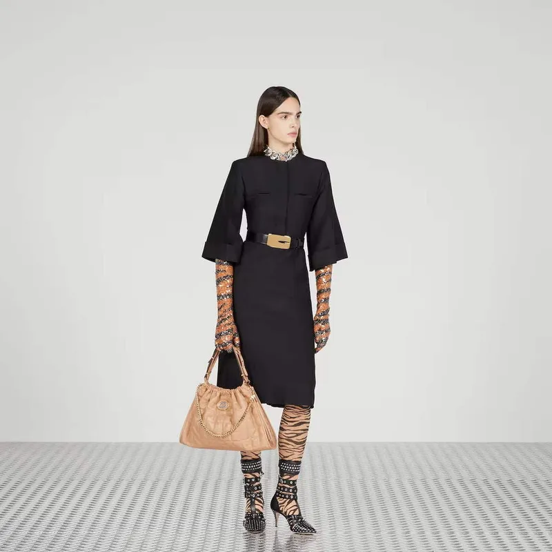 Gucci 746210 Gucci Deco Střední Tote Taška Tmavě Růžová Béžová Prošívaná Kůže