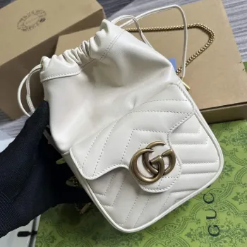 Gucci 746433 GG Marmont Mini Bucket Bag Bílá