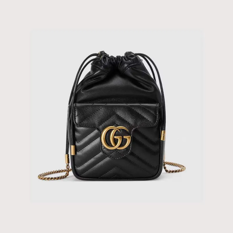 Gucci 746433 GG Marmont Mini Bucket Bag Černá