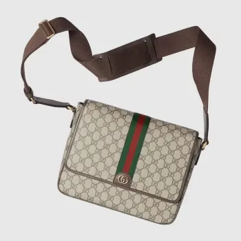Gucci 761741 Ophidia Střední Messenger Taška Béžová a Hnědá