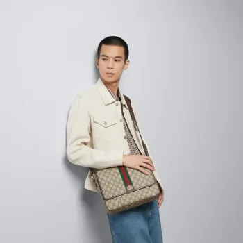 Gucci 761741 Ophidia Střední Messenger Taška Béžová a Hnědá