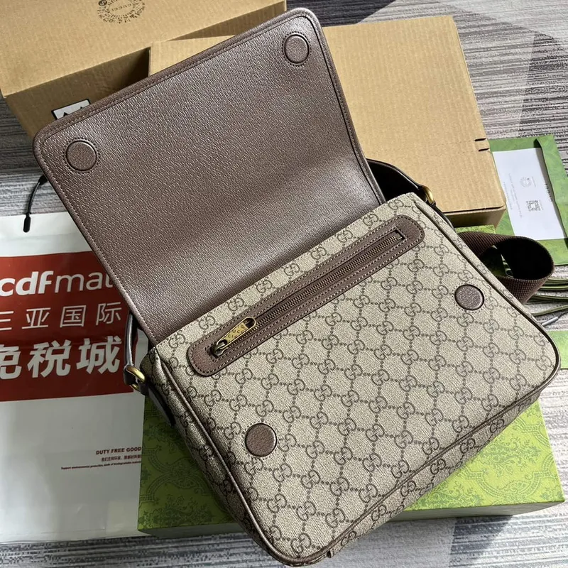 Gucci 761741 Ophidia Střední Messenger Taška Béžová a Hnědá