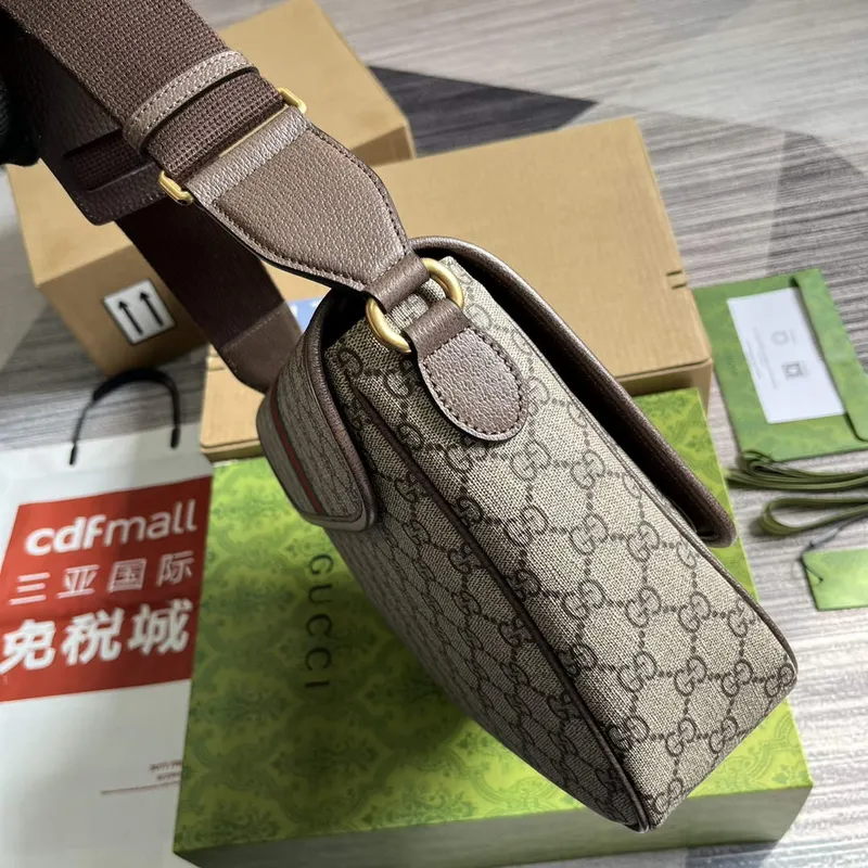 Gucci 761741 Ophidia Střední Messenger Taška Béžová a Hnědá