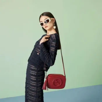 Gucci 742360 Gucci Blondie malá kabelka přes rameno červená kůže