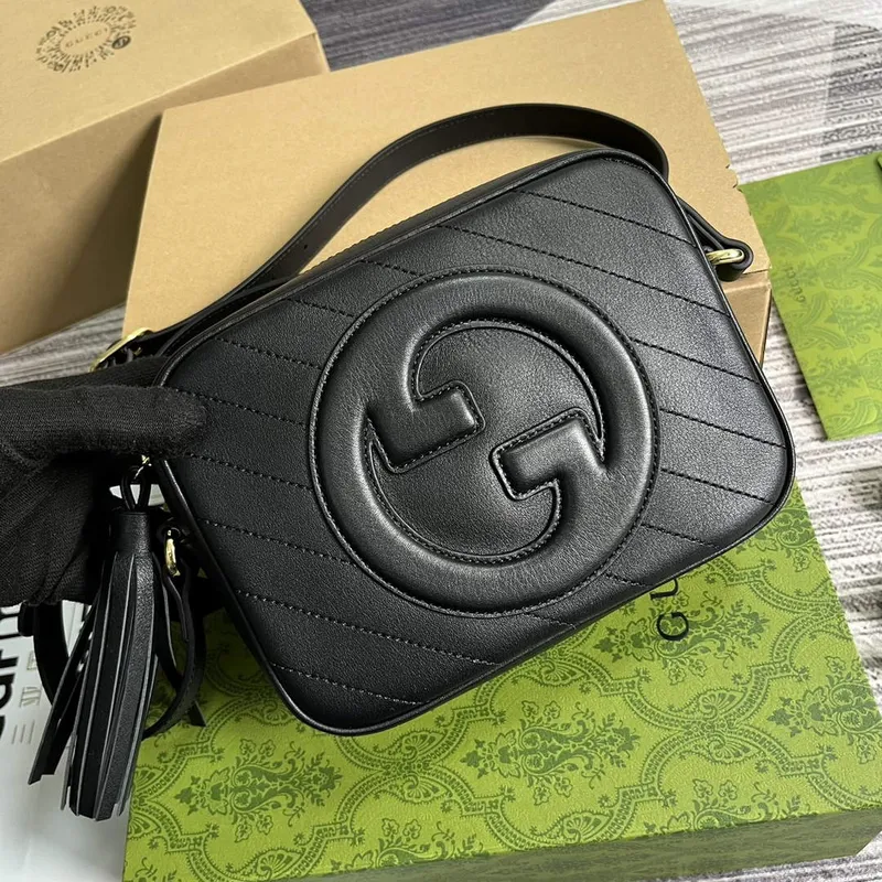 Gucci 742360 Gucci Blondie malá kabelka přes rameno černá kůže