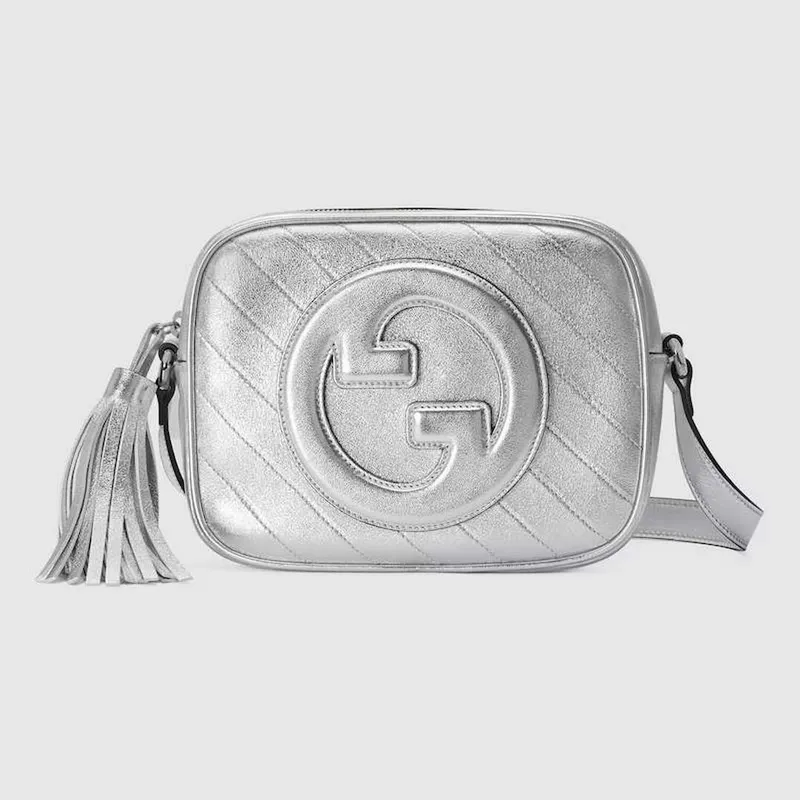 Gucci 742360 Gucci Blondie malá kabelka přes rameno Metalická stříbrná Kůže