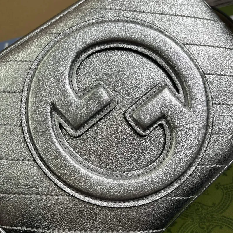 Gucci 742360 Gucci Blondie malá kabelka přes rameno Metalická stříbrná Kůže