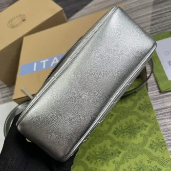 Gucci 742360 Gucci Blondie malá kabelka přes rameno Metalická stříbrná Kůže