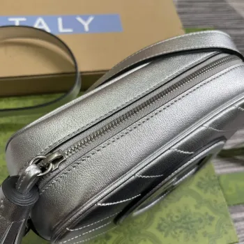 Gucci 742360 Gucci Blondie malá kabelka přes rameno Metalická stříbrná Kůže