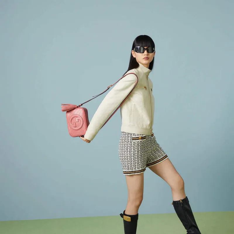 Gucci 742360 Gucci Blondie malá kabelka přes rameno Růžová kůže