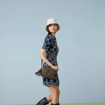 Gucci 742360 Gucci Blondie malá kabelka přes rameno Hnědá kůže