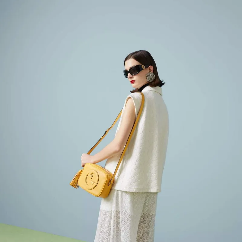 Gucci 742360 Gucci Blondie malá kabelka přes rameno Žlutá kůže