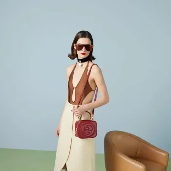 Gucci 744434 Gucci Blondie taška s horním držadlem Červená kůže