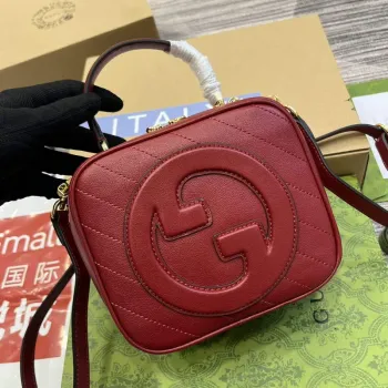 Gucci 744434 Gucci Blondie taška s horním držadlem Červená kůže