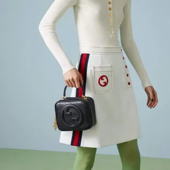 Gucci 744434 Gucci Blondie taška s horním uchopem Černá kůže