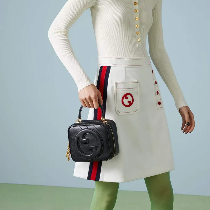 Gucci 744434 Gucci Blondie taška s horním uchopem Černá kůže