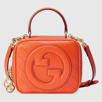 Gucci Blondie Orange Leather Top-Handle Bag — Compact Luxury with Iconic Interlocking G