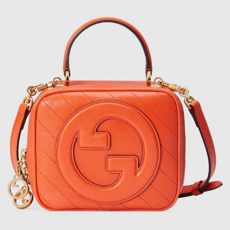 Gucci 744434 Gucci Blondie taška s horním madlem Oranžová kůže
