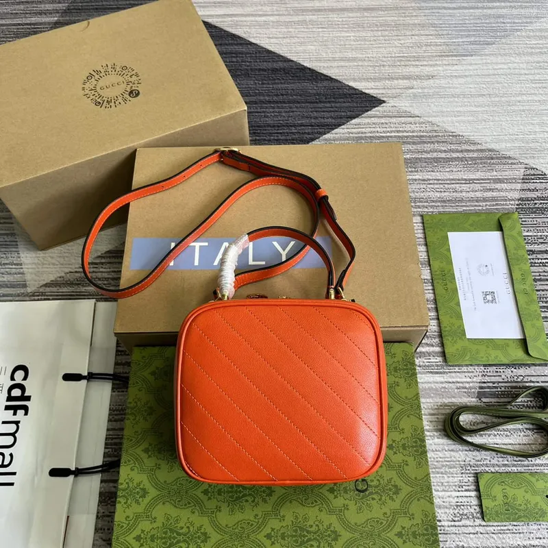 Gucci 744434 Gucci Blondie taška s horním madlem Oranžová kůže